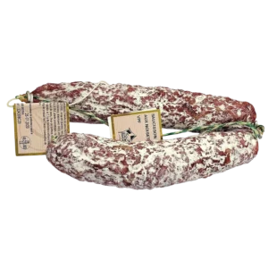 Saucisson pur porc aux noisettes entières croquantes, 150g, texture gourmande