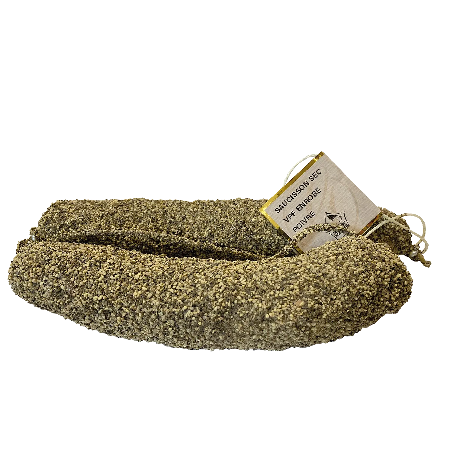 Saucisson sec pur porc enrobé de grains de poivre noir, 150g, épicé